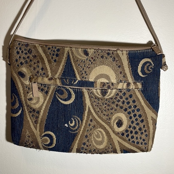 Pinky Purse Blue & Tan Tapestry Hand Bag 12" x9" Florida made - Picture 3 of 8